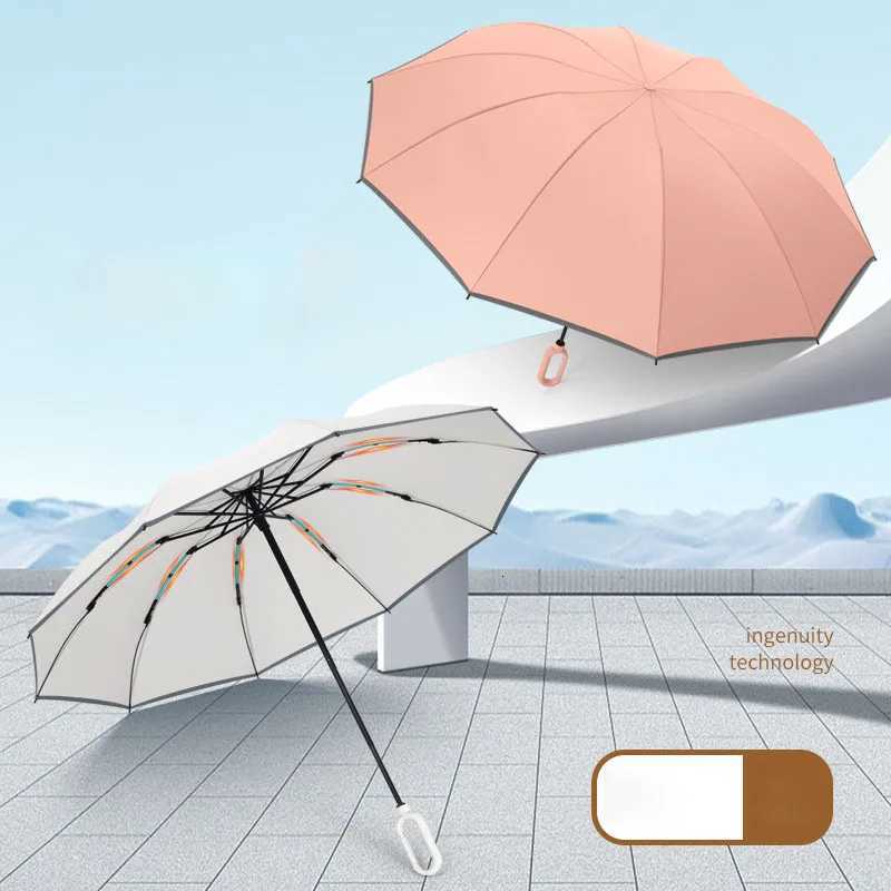 20Bones Windproof Manual Folding Umbrella with Loop Buckle UPF50Mens and Womens Portable Compact Sunshade Umbrella H260318 - view 4