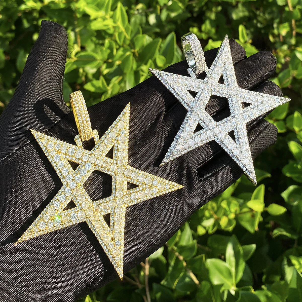 Bubble Letter Iced Out Big Star Necklace Pendant for Men 5A Cubic Zirconia Prong Setting Hip Hop Jewelry 260316