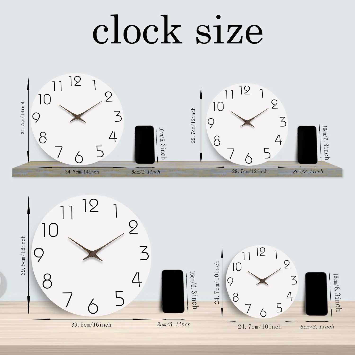 Simple White Wooden Wall Clock for Living Room Bedroom Kitchen Home Decoration Silent Quartz Clock Holiday Gift 10 Inches 12 Inches No Battery D260318