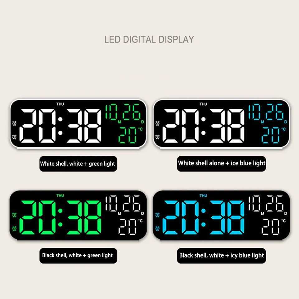 1pc Digital Wall Clock LED Alarm Clocks 12/24H Electronic Temperature Date Week Display Home Decorative Wall Clock Night Light D260318