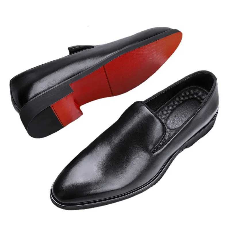 Red Sole Loafers Men Shoes PU Solid Color Fashion Business Casual Party Daily Versatile Simple Lightweight Classic Dress ShoesZ260317