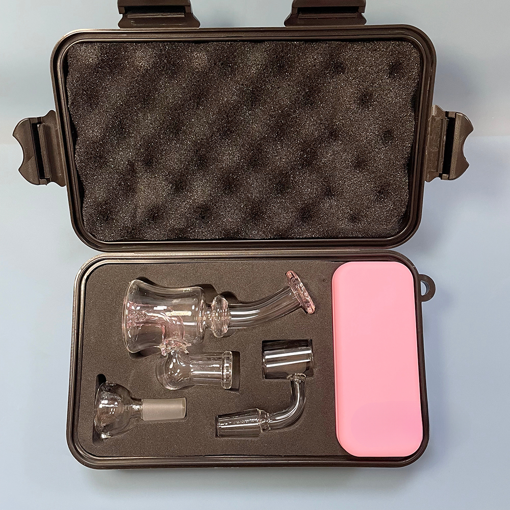 2026 New Tariff Free - Mini Glass Beaker Pipe Set With 14Mm Quartz Bucket Banger Slide Bowl Silicone Container Shipping