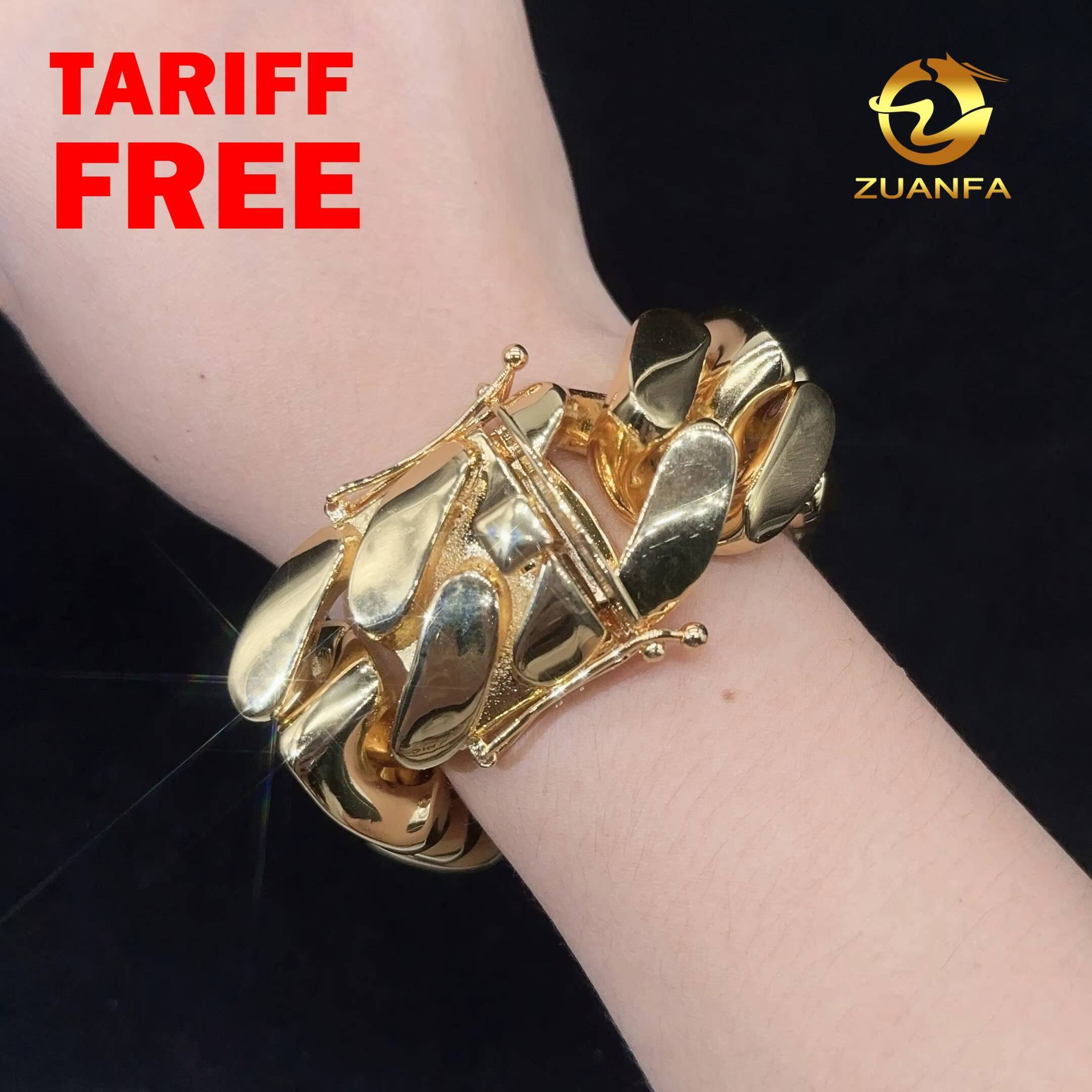 18k Gold Plated 30mm Big Miami Cuban Link Bracelet Fashion Cuban Men Gold Bracelet Brass Hip Hop Jewelry
