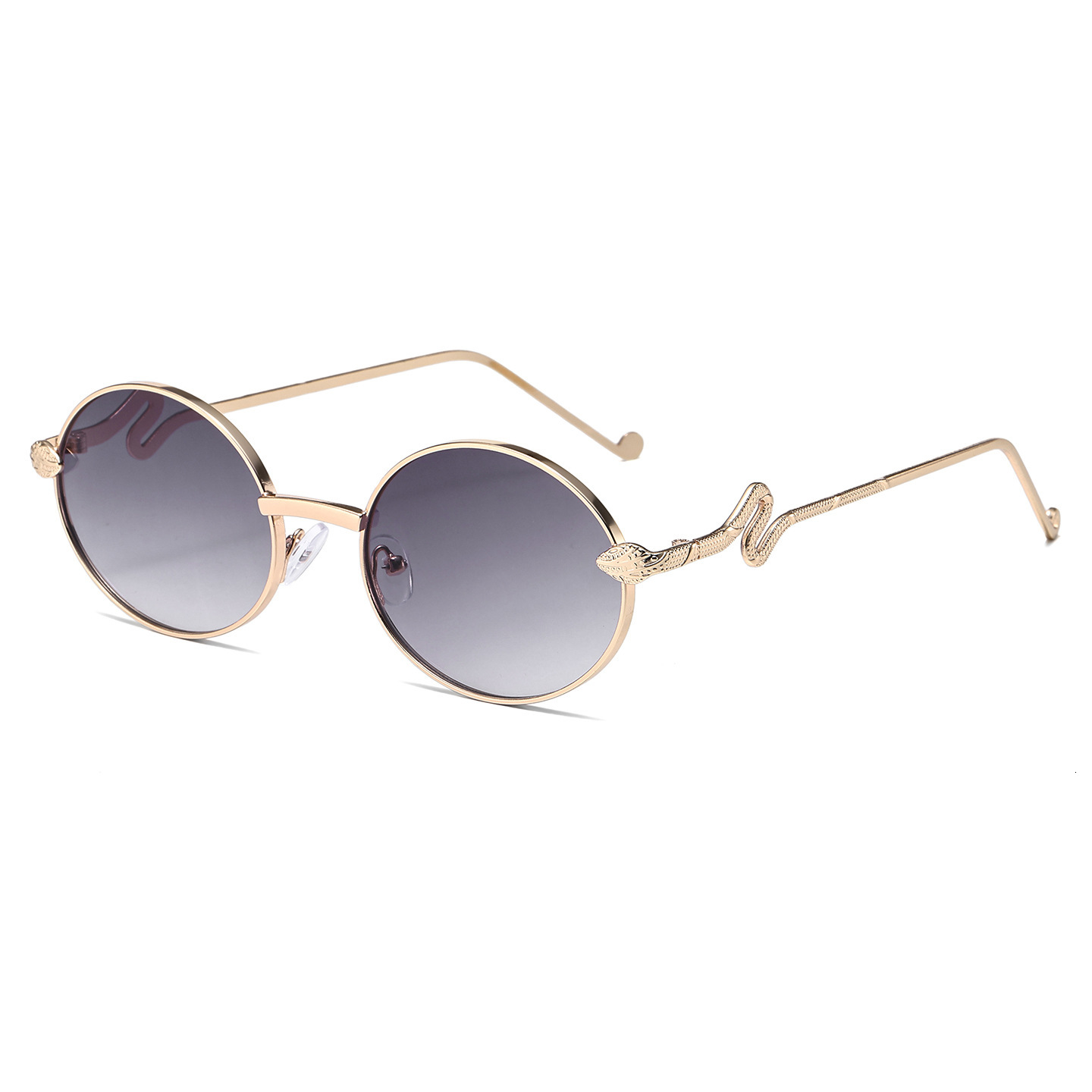 Luxury Brand Designer Sunglasses 2026 New Oval Fashion Sunglasses European And American Style Versatile Snake-Style Metal Retro Round Sunglasses