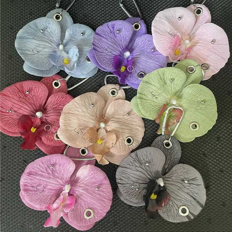 Sweet Exquisite Phalaenopsis Orchid Keychain Creative Simulation Flower Pendant Fashion Backpack Hangings Decor Accessories Gift H260318 - view 3