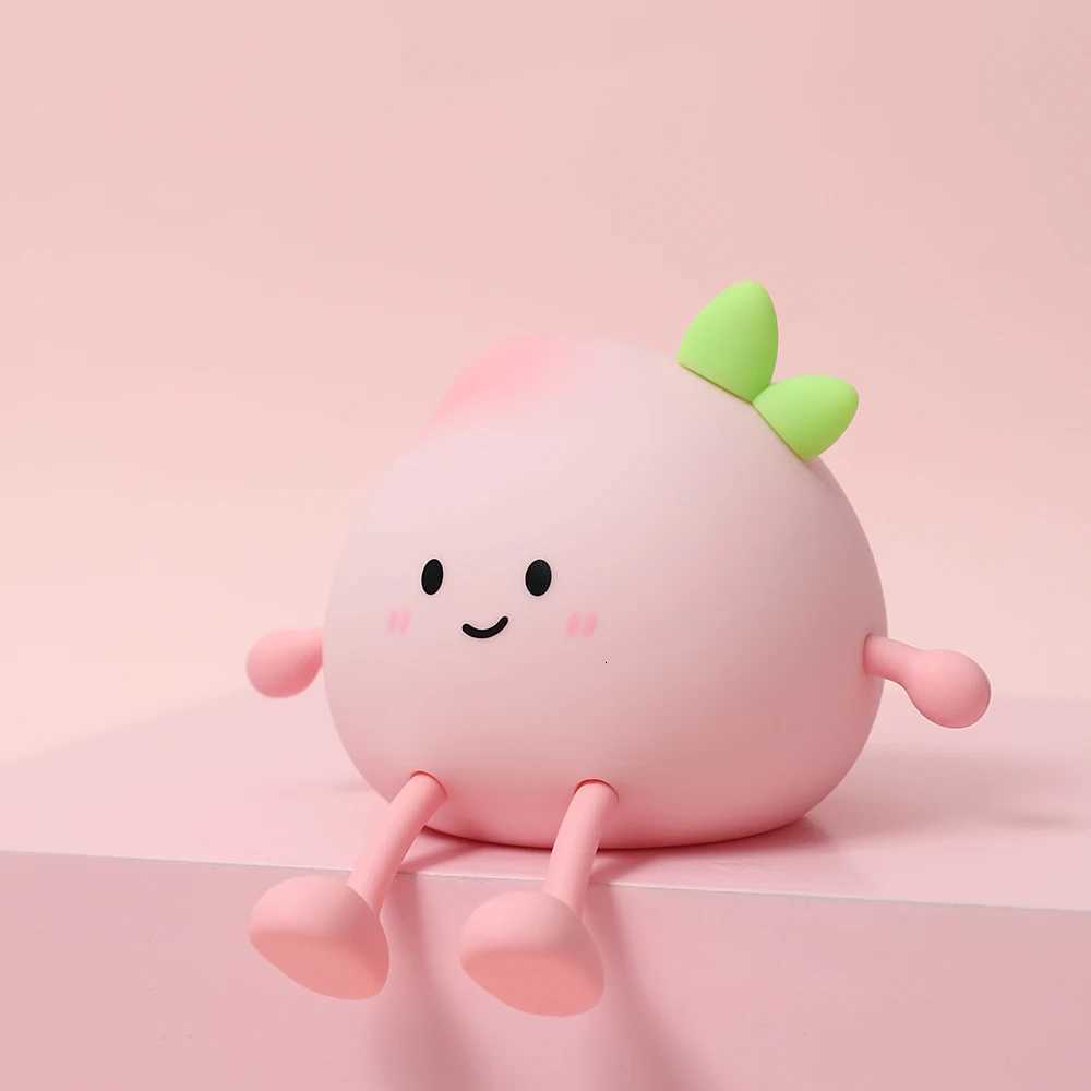 Cartoon Silicone Peach Sleep LampUSB ReChargable LED Night Light for Children Holiday Gift Cute Bedside Decor H260318