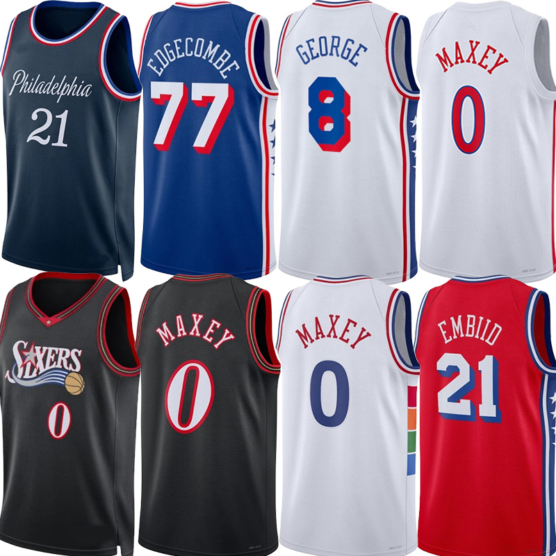 76erss Basketball Jerseys Tyrese Maxey VJ Edgecombe Paul George Joel Embiid Quentin Grimes Kelly Oubre Andre Drummond Dalen Terry Allen Iverson City Jersey