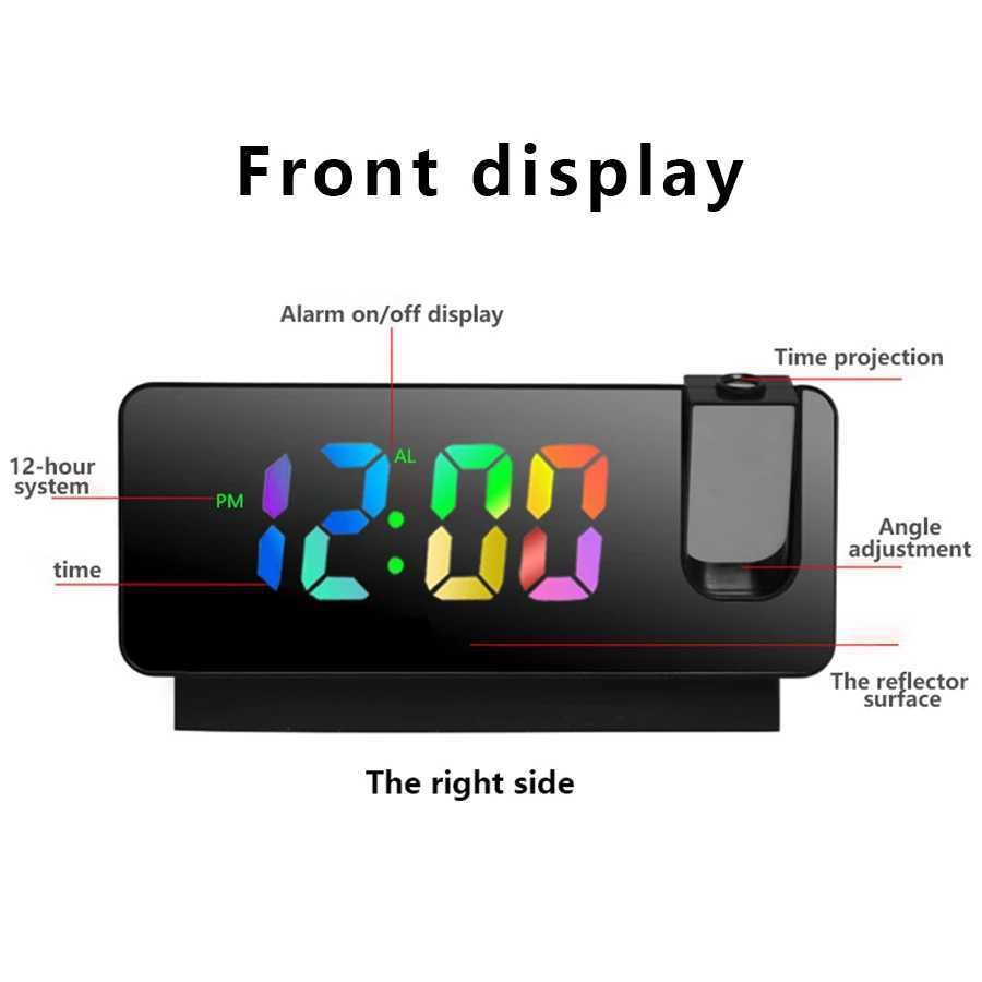 Projection Alarm Clocks for BedroomsLED Digital Clock with 180 Rotatable Projector on Ceiling WallSnooze Model12/24H2-Level D260318