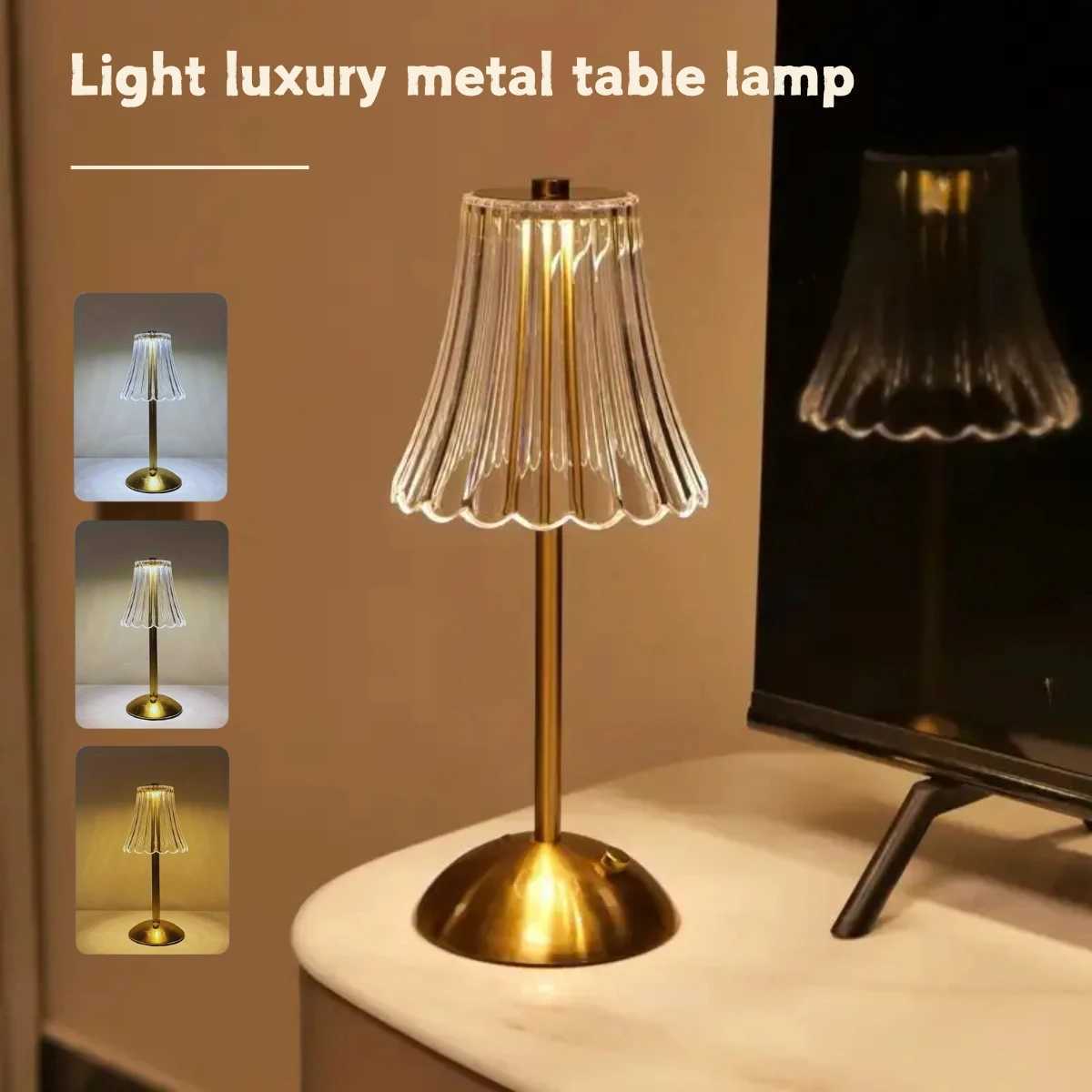 Vintage crystal LED desk lamp USB charging suitable for bedrooms and living rooms easily creating a warm atmosphere H260318