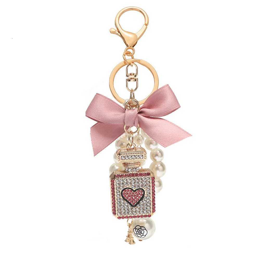 Perfume Bottle Bowknot Alloy Key Chain Pendant Bag Pearl Pendant Creative Gift Valentines Day Gift Jewelry H260318 - view 6
