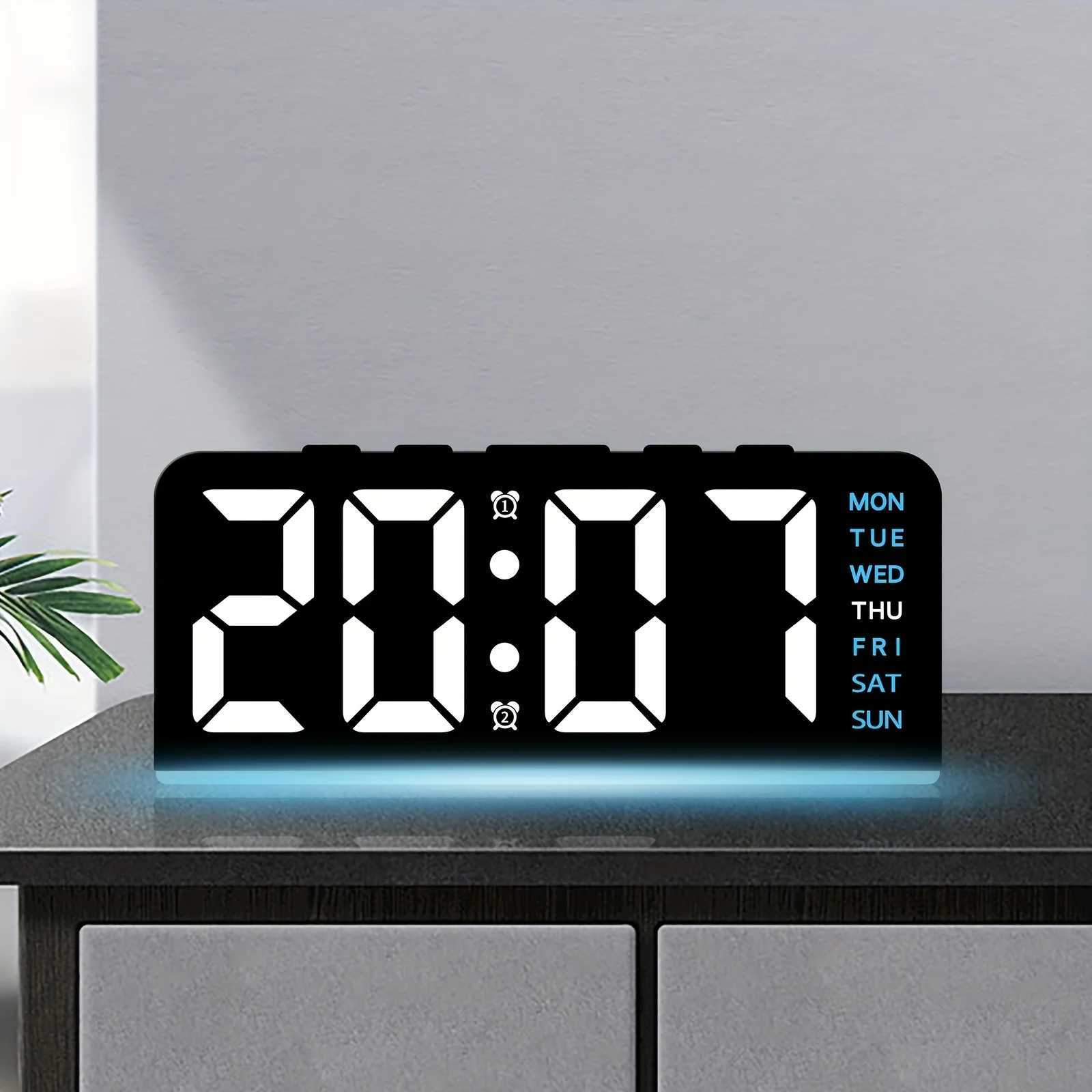 New Digital LED Alarm Clock Desktop Table Clock Night Light with Time Temperature Display Backlight Snooze Clock Modern Decor D260318