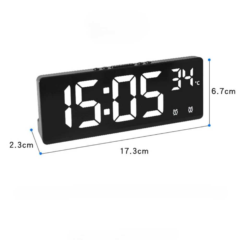 Voice Control Digital Alarm Clock Temperature Dual Alarm Desktop Table Clock Night Mode 12/24H LED Clock Watch Desk D260318