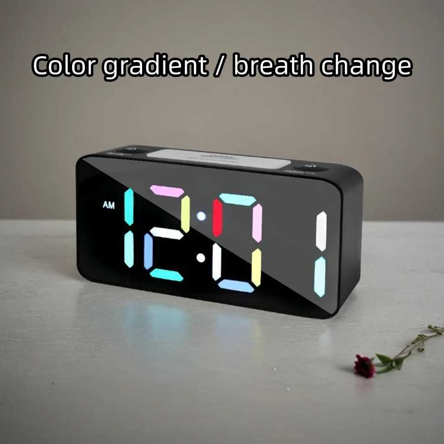 1PC multi-function RGB color screen alarm clock desktop LED digital clock Customize two sets of alarms five levels of brightn D260318