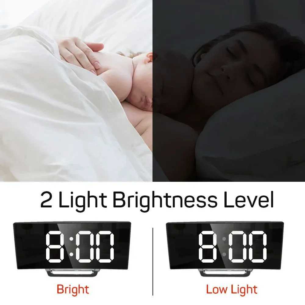 Latest Digital Clock LED Alarm Clock Bedroom Electronic Desktop Clock With Temperature Display Adjustable Brightness 12/24 Hours D260318