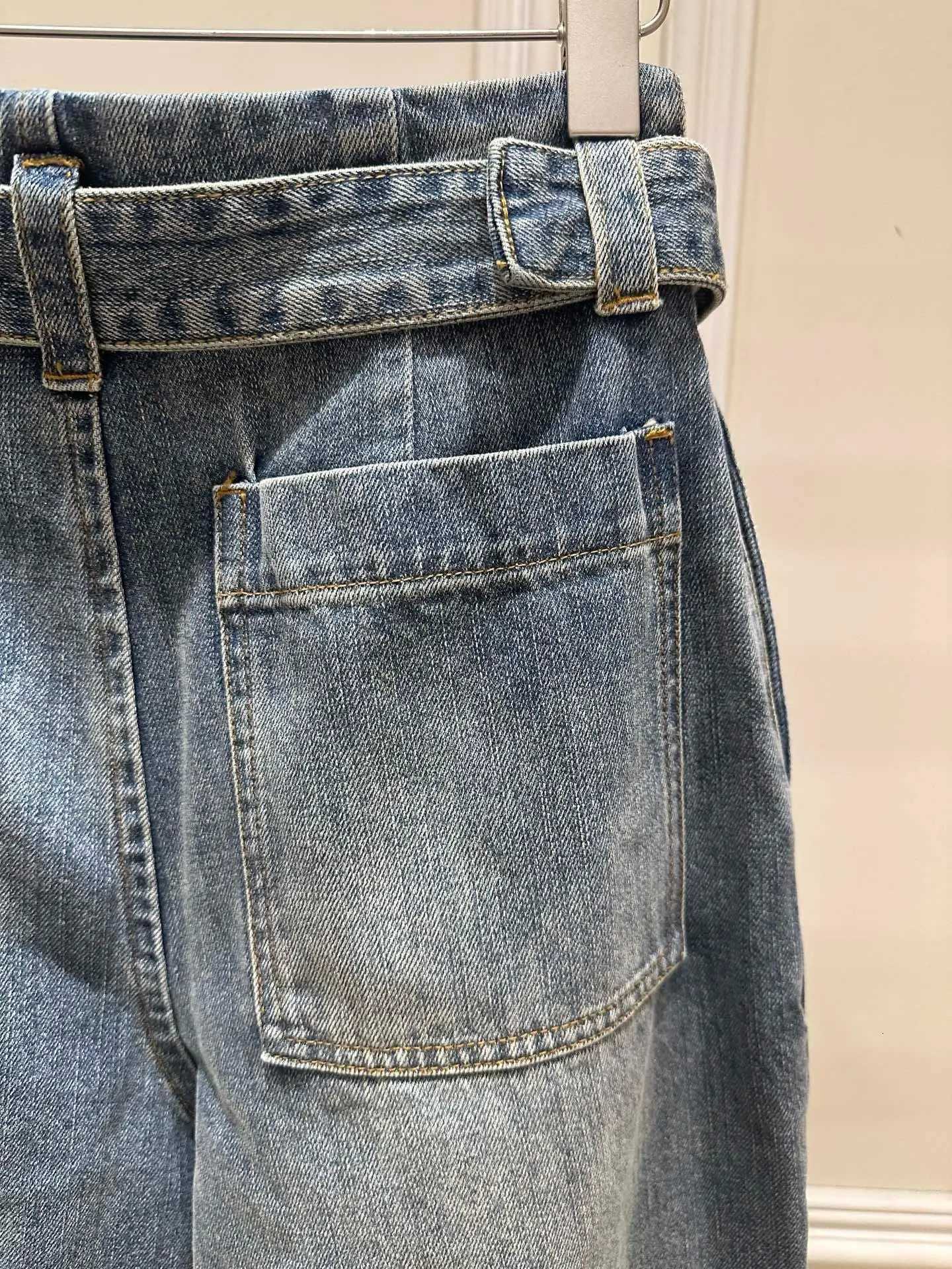 Spring 2026 High Waist Retro Belted Denim Jeans Trendy Loose Baggy Wide Leg Casual Pants StreetwearT260317