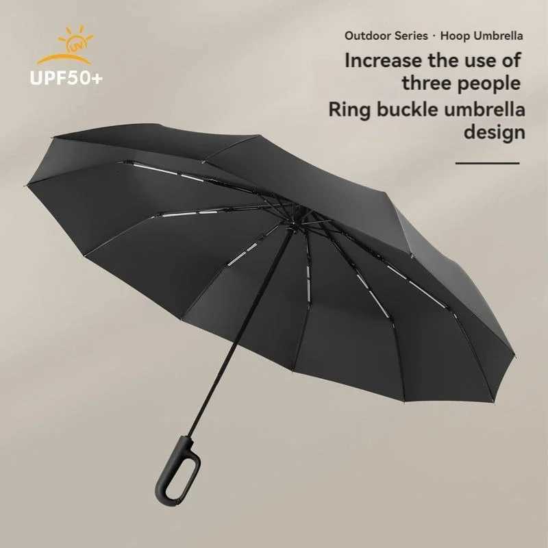 Automatic Umbrella for Men Women Fully Automatic Folding Large Rib Strong Sunshade Double Umbrella with Ring Buckle Design H260318 - view 7