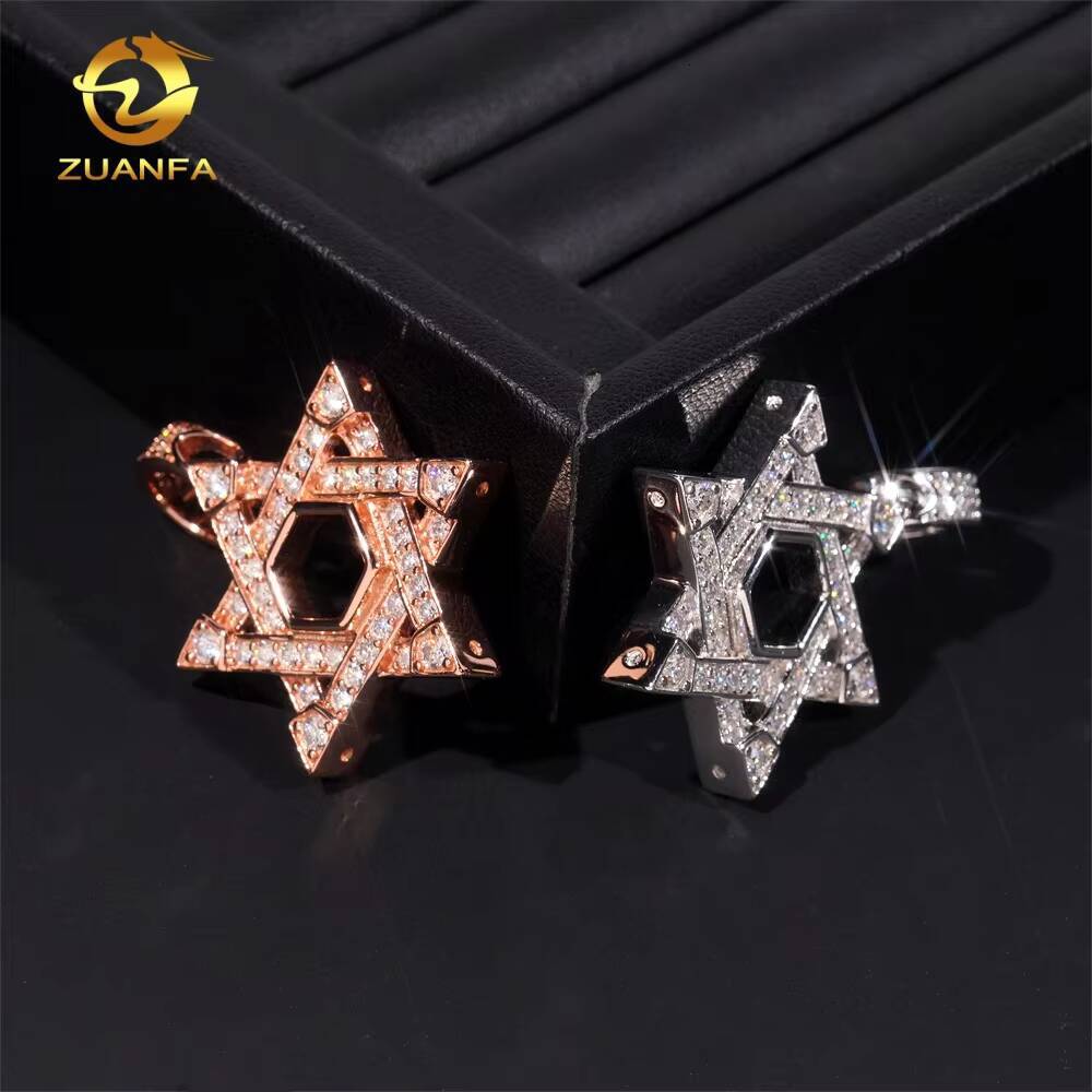 Moissanite Jewelry Pentagram Pendant Custom Iced Out Hip Hop 925 Silver VVS Moissanite Diamond Charm Pendant GRA Certificate