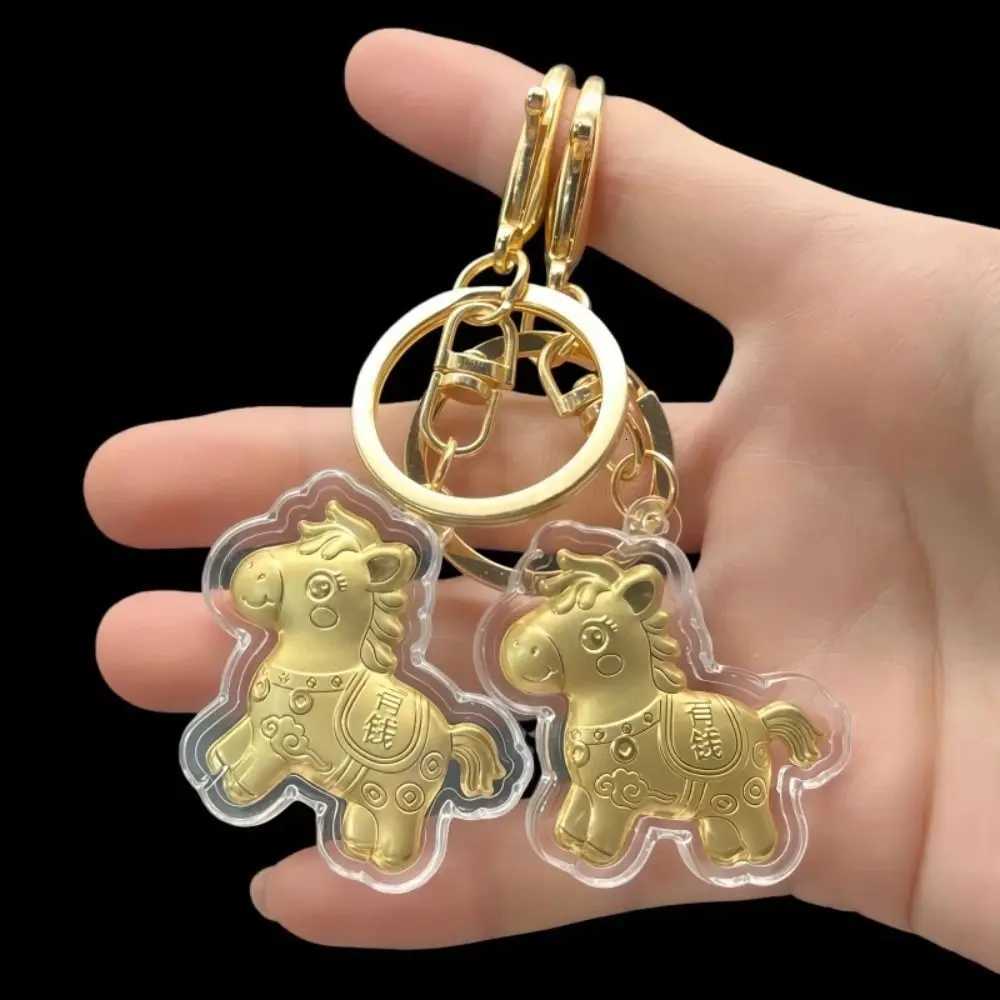Golden Foil Key Chain Pendant Cute Cartoon Q Version Bag Ornaments Alloy Metal Adorable Little Horse Lucky Bag Pendant H260318 - view 6
