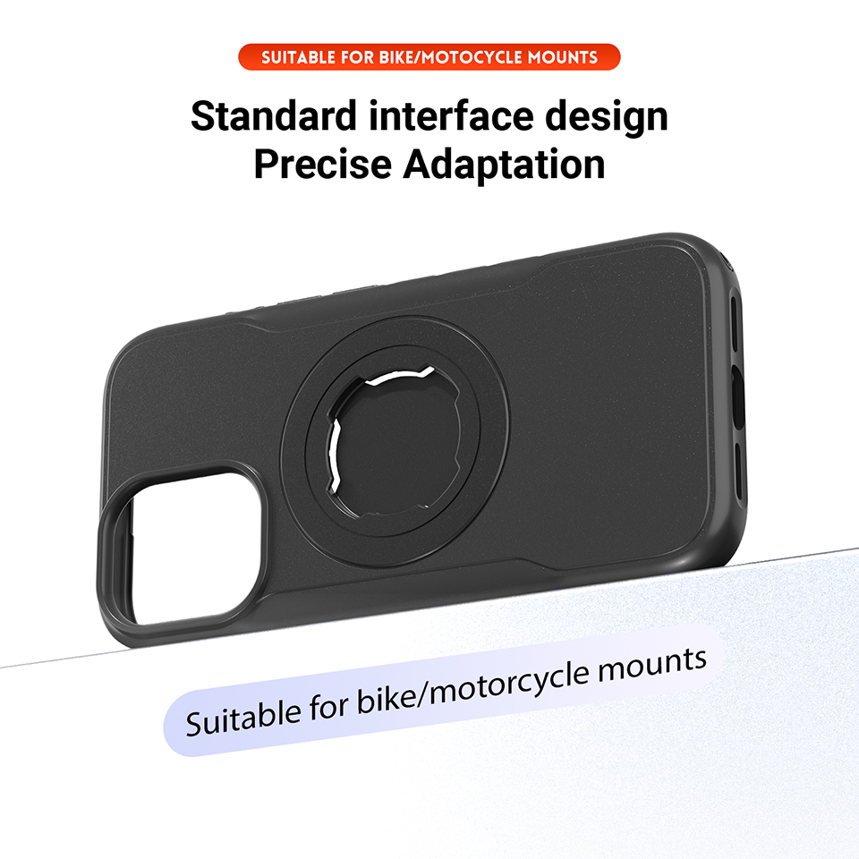 Bike Phone Case Compatible with iPhone 17, Quick-Release Lock for Motorcycle Mount, Slim Shockproof Cover, Black
