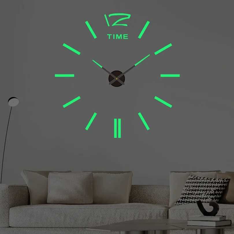 Modern Design Large Wall Clock 3D DIY Quartz Clocks Fashion Watches Acrylic Mirror Stickers Living Room Home Decor Horloge D260318
