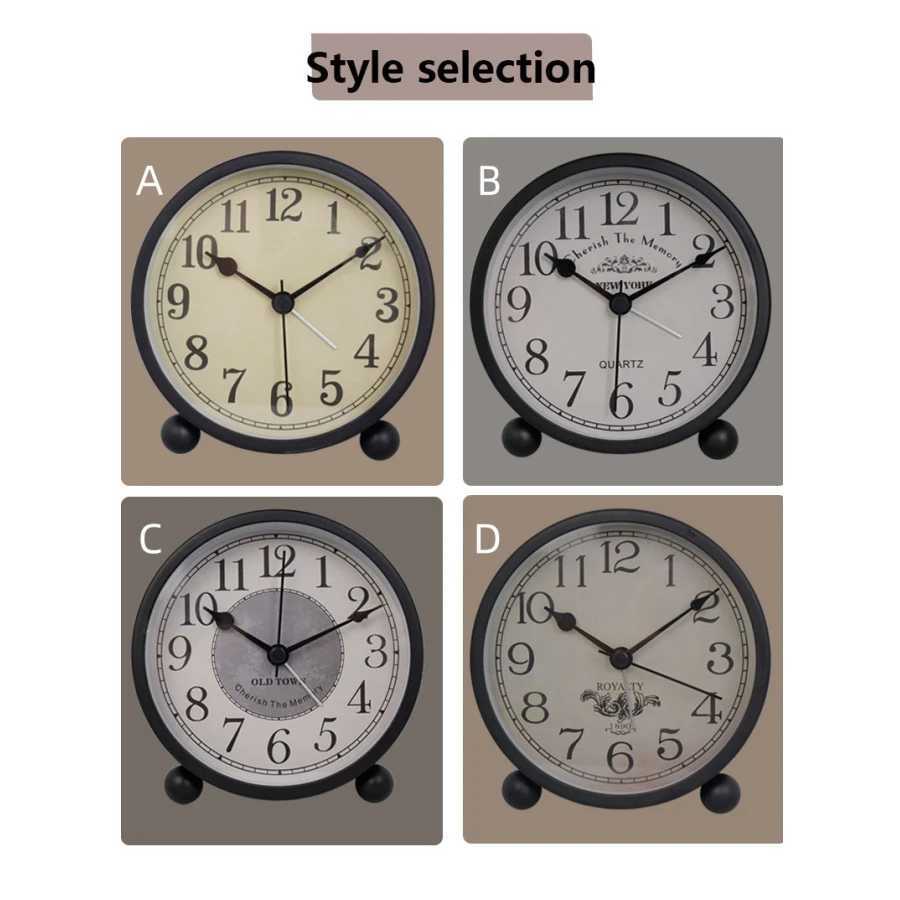 1pc 4 inch retro metal quartz alarm clock simple atmosphere of home decoration table clock quiet quartz movement sweep seconds D260318