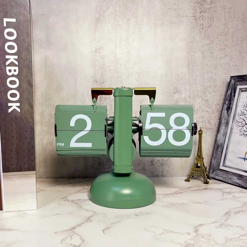 Flip Clock Vintage Desk Clocks Retro Flip Down Clocks-Battery Powered Internal Operated Flip Flop Watch Home Office Dcor D260318