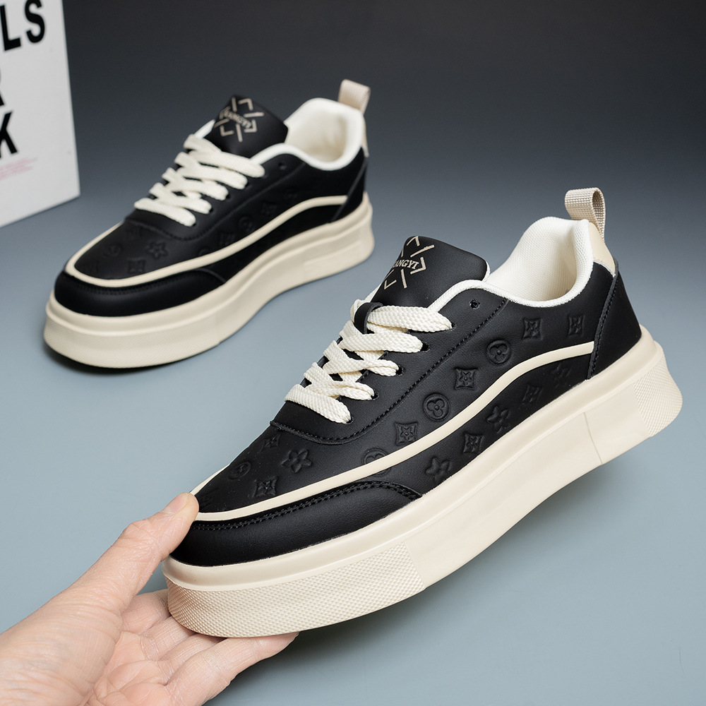 Free shipping Men's Fashion Sneakers 2026 Spring Summer New Embossed Design Sports Skateboarding Shoes Stylish Versatile Breathable Casual Shoes Size 39-44