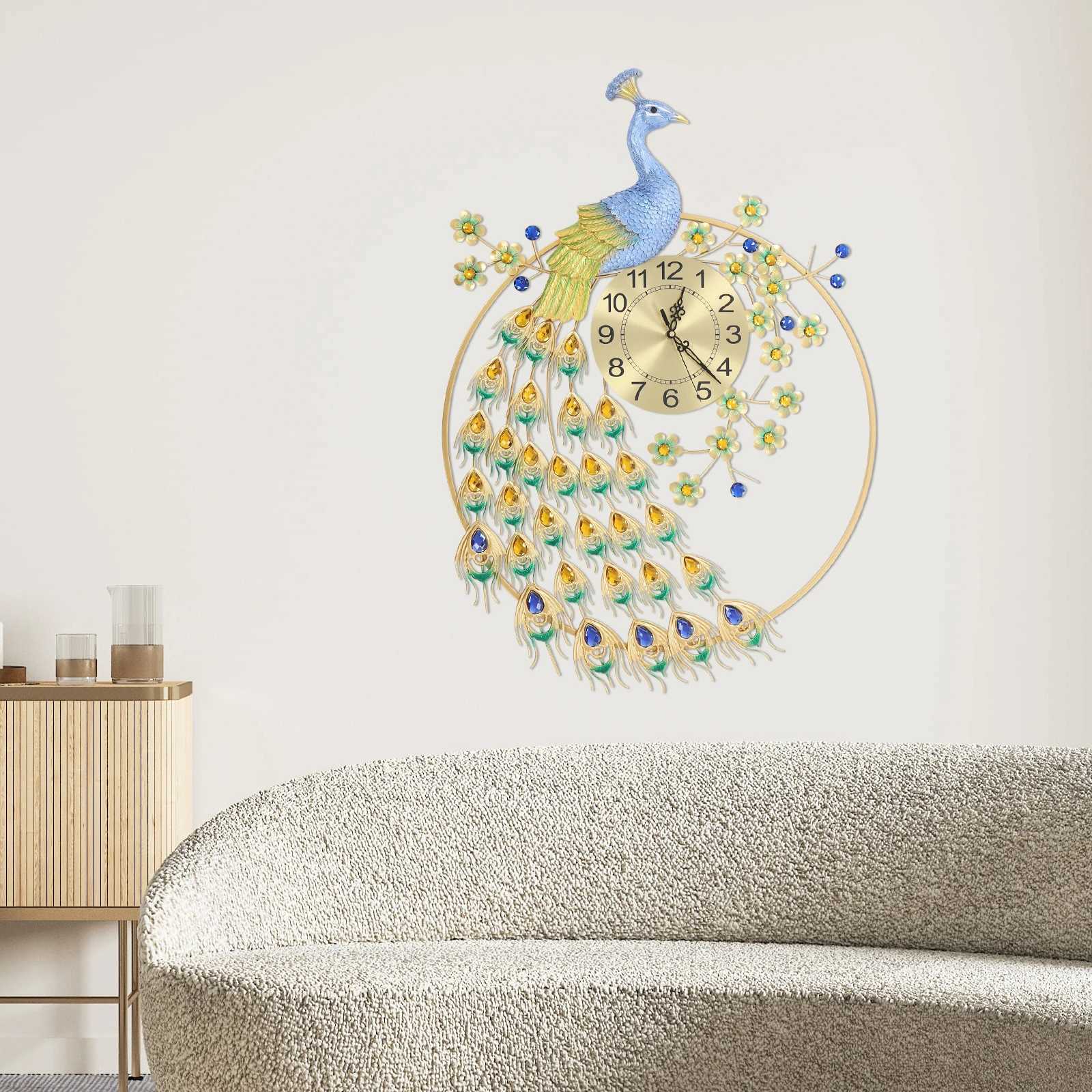 6082cm/ Peacock Wall Clock Decorative Wall Clock Wall Clock for Living Room Decor D260318