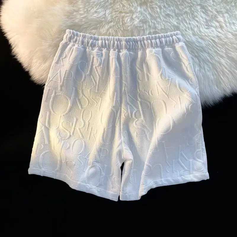 Brand Premium Waffle Casual Shorts Men Sport Loose Wide leg Running Shorts Letter Beach Baggy Board Cargo Shorts Male M260318