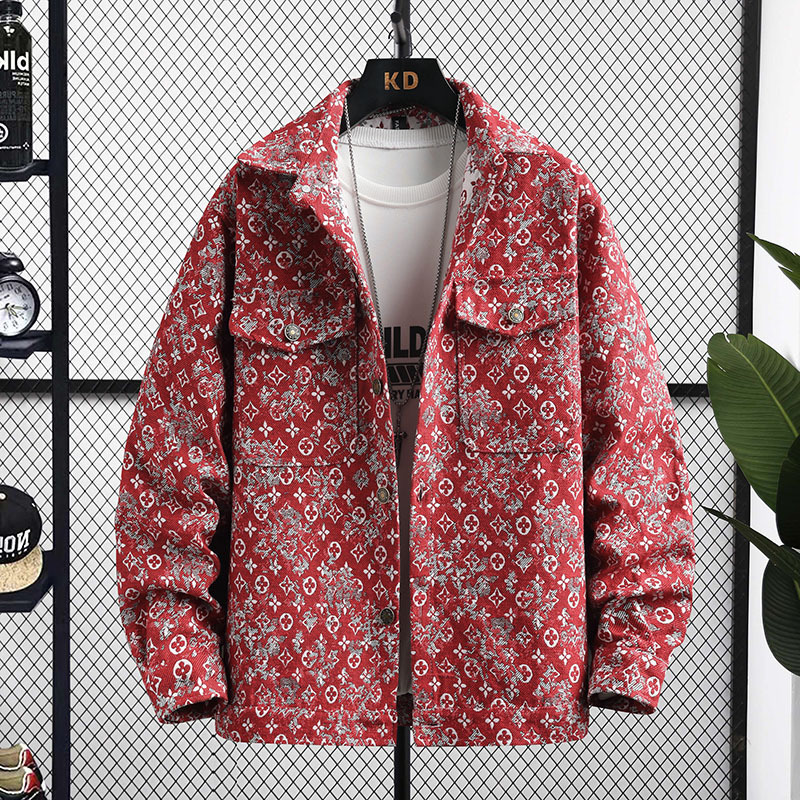 Luxury Brand Designer Spring and Autumn Men Youth Color-Woven Jacquard Shirt Color-Block Stylish Personality Embroidered Top Jacket Men Trendy Jacket