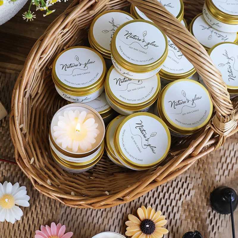 1PC Small Tin Can Chamomile Scented Candle Handmade Soybean Wax Scented Candle Creative Souvenir Home Decoration D260318