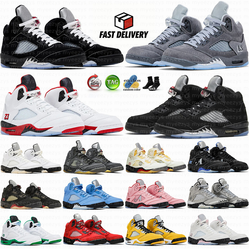 Basketball Shoes 5s 5 Sneakers For Men Wolf Grey Black Metallic Reimagined Medium Soft Pink Muslin Off Noir Fire Red Racer Blue Unc Aqua Trainers Sports