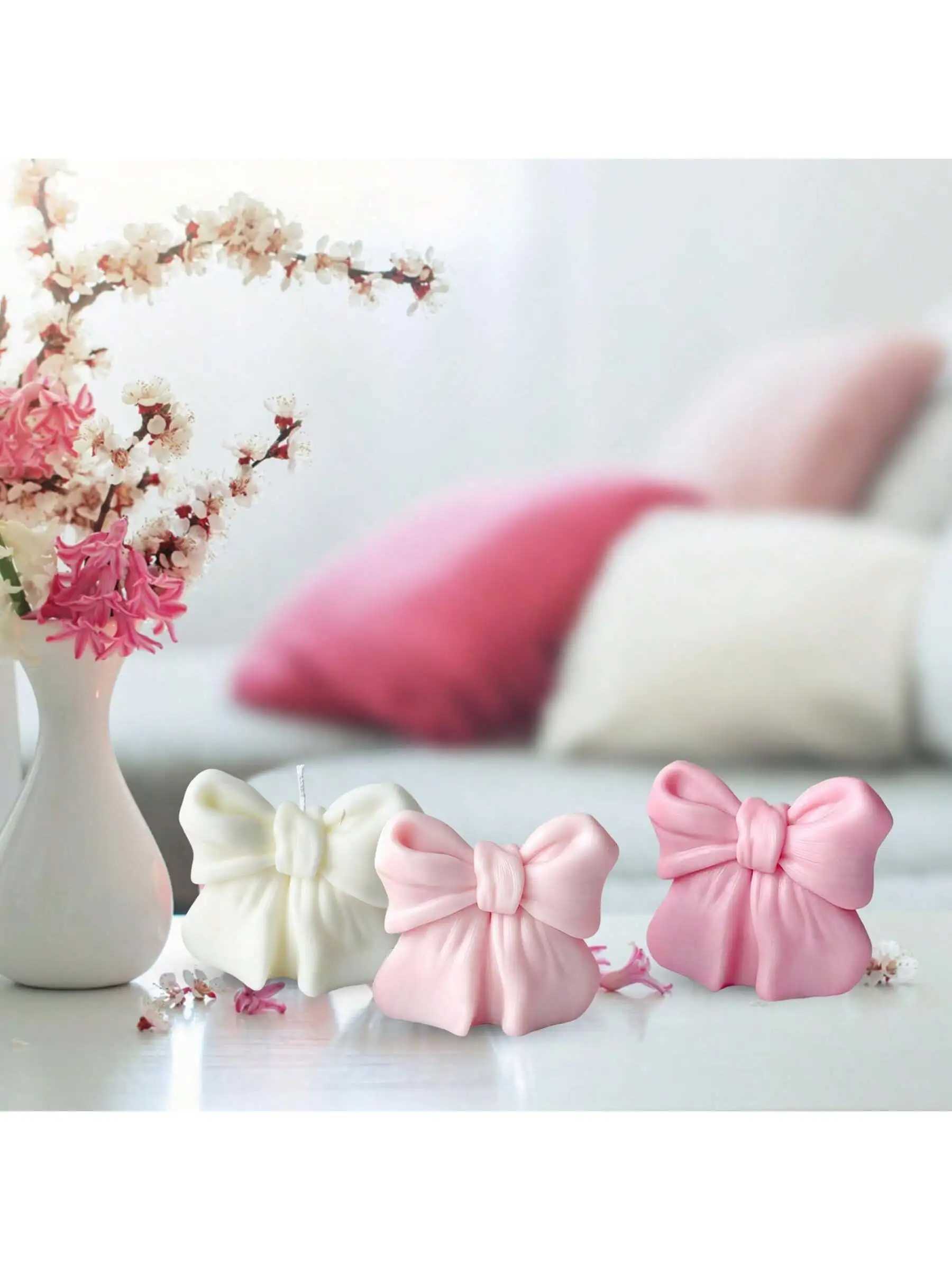 1pc Bow scented Candle 3D Bow Design Long-Lasting Fragrance Suitable For Home Decoration Perfect Valentines Day gifts D260318
