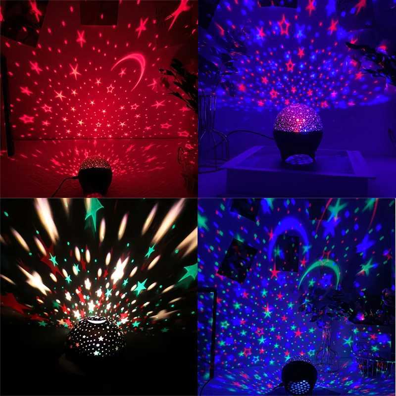 LED Starry Sky Projector Light RGB Star Moon Projector Night Light USB-Powered Galaxy 360 Rotating for Gaming Room Home Theater H260318
