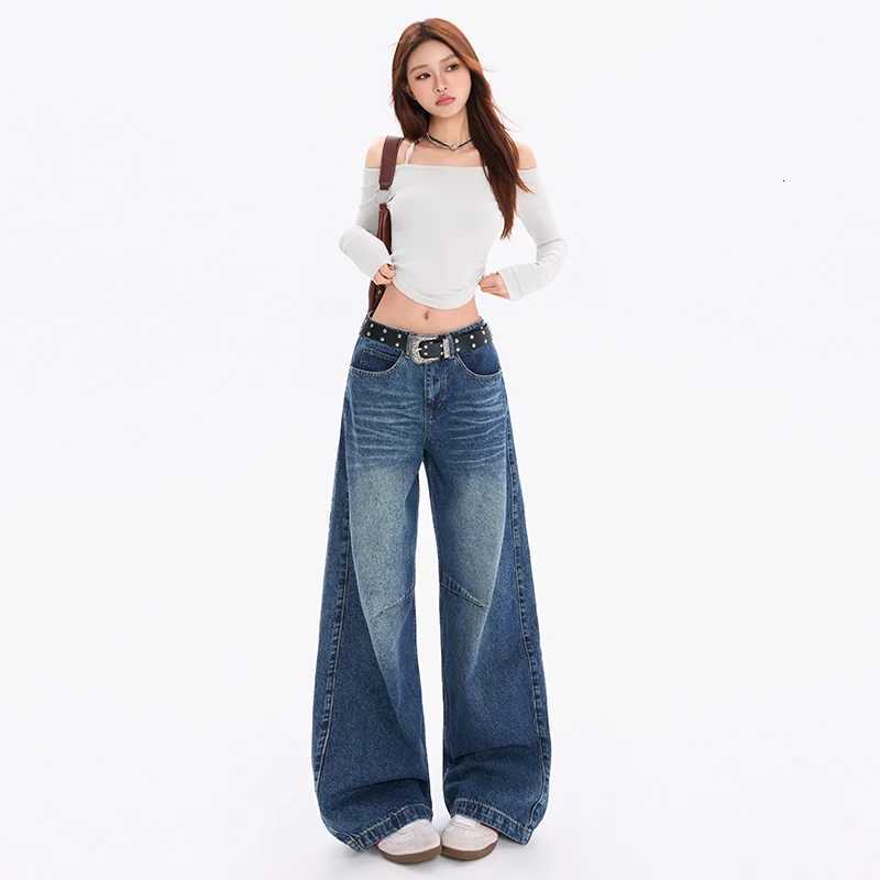 Womens American Vintage Curved Balloon Jeans Loose Curved Leg Denim TrousersT260317