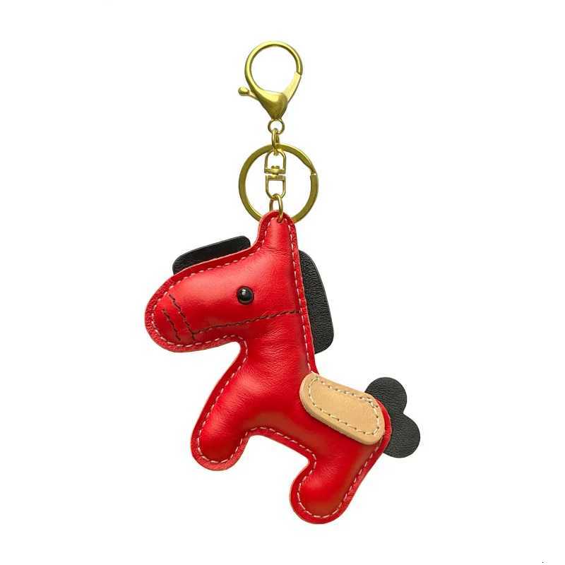New trendy genuine cow leather pony handbag pendant cute trendy luggage bag accessories key ring H260318 - view 6