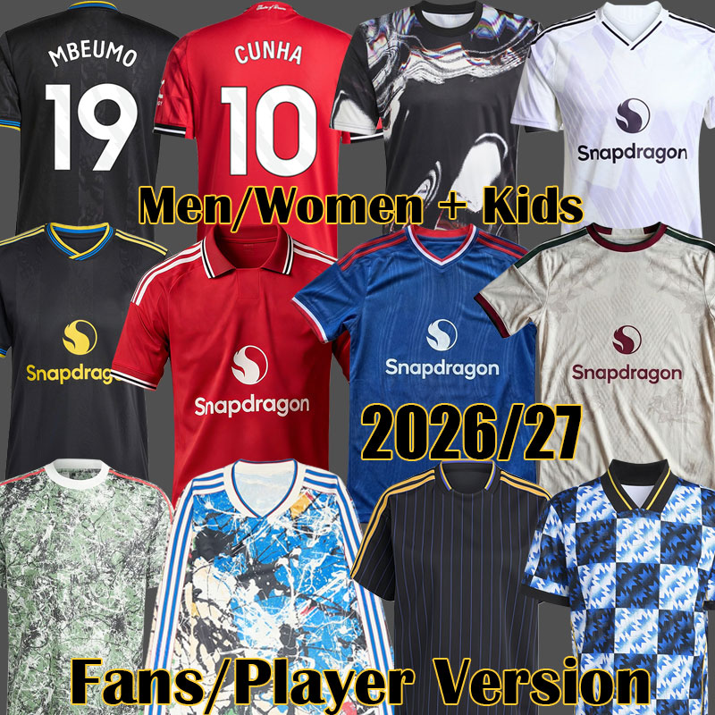 ManUniteds CUNHA 25 26 27 Pre Match Red soccer jersey Stone Roses SESKO MBEUMO Icons 2025 2026 FERNANDES Kids MAN football shirts kit MUTDES Lifestyler Lucky Knot 4XL