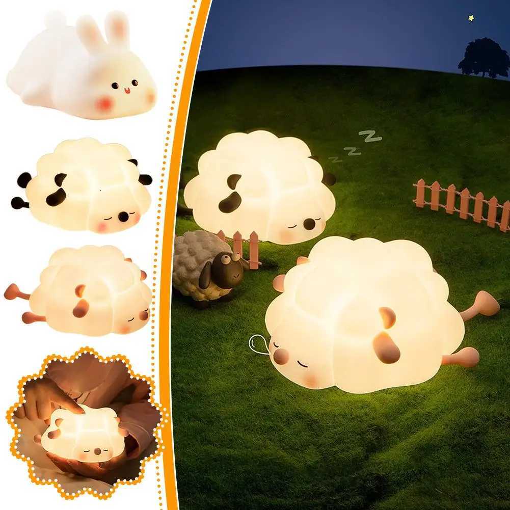 Soft Squishy Animal Silicone Night Light USB Rechargeable Touch Sensor Dimmable Timing Function Sheep/Rabbit/Panda Design H260318