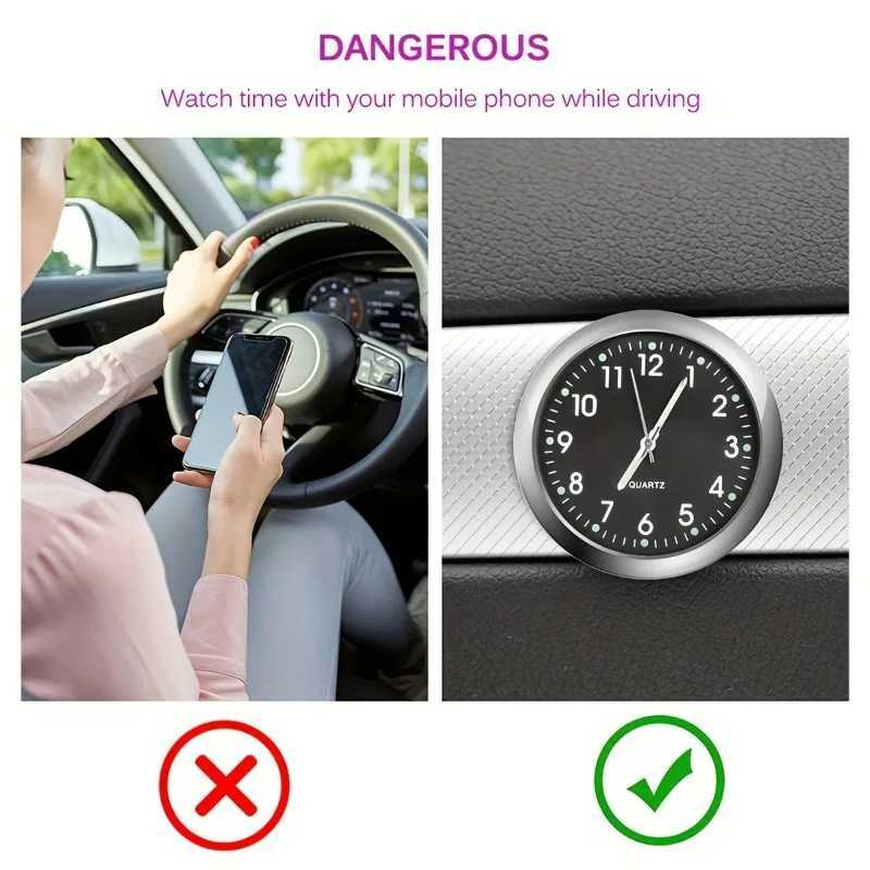 1pc Glow Decorative Car Clock Mini Quartz Watch for Car Decoration D260318