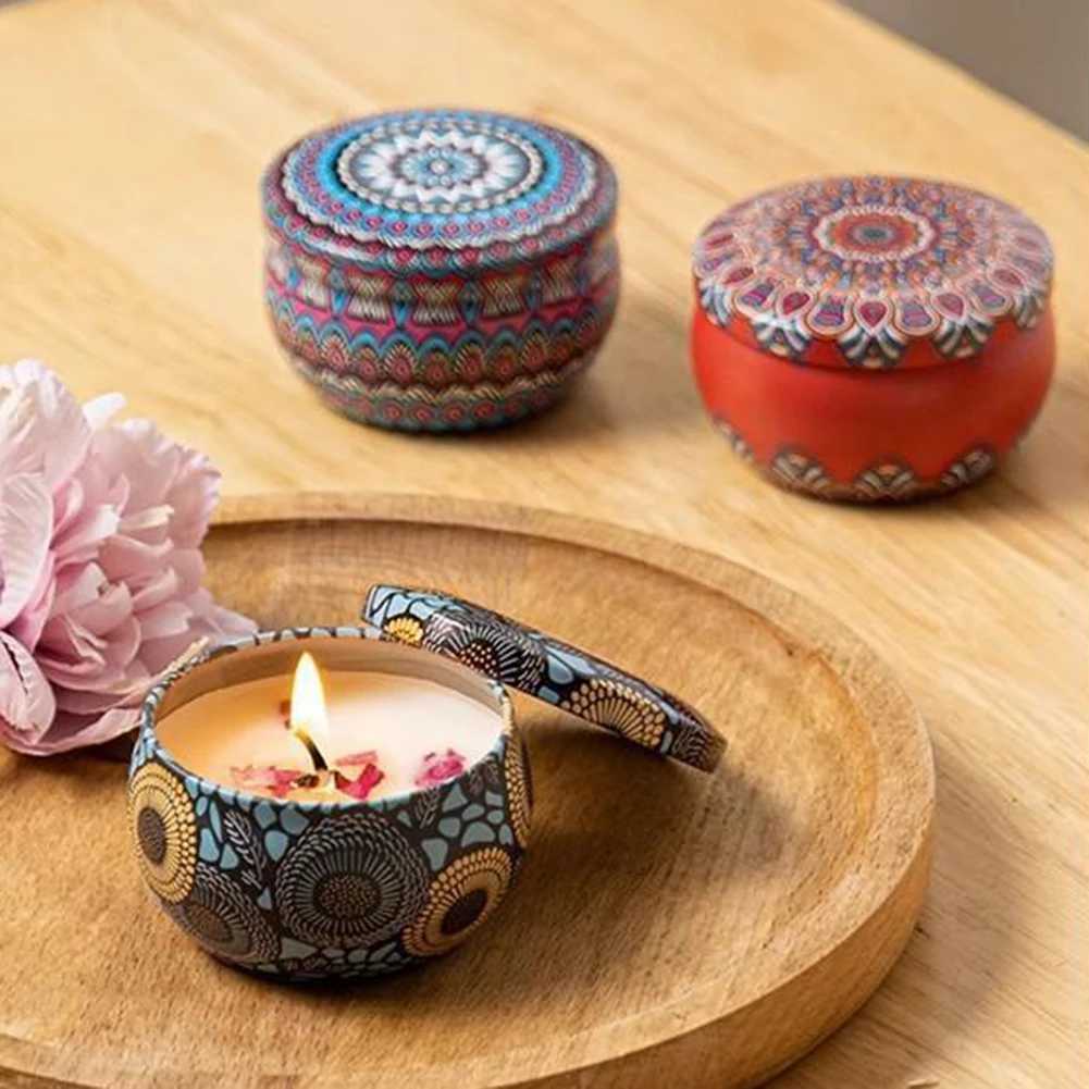 Scented Candles Blue Wind Chimes Aromatherapy Candles for Home Long Burn Scented Candles with Lid Sustainable Use of Tin Boxes D260318