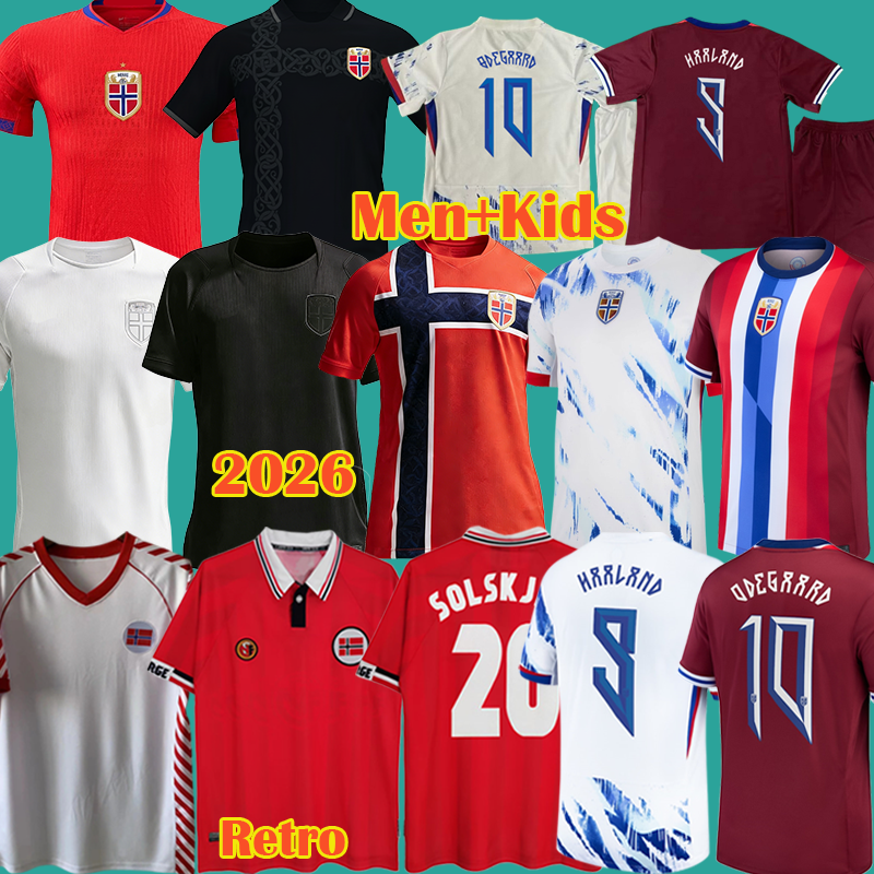 2026 Norway World Cup Soccer Jersey Haaland Odegaard STRAND LARSEN sorloth BERG AJER NUSA 24 25 SOLSKJAER 1998 2000 Vintage Norway football shirt Retro 1984 Kids Tops