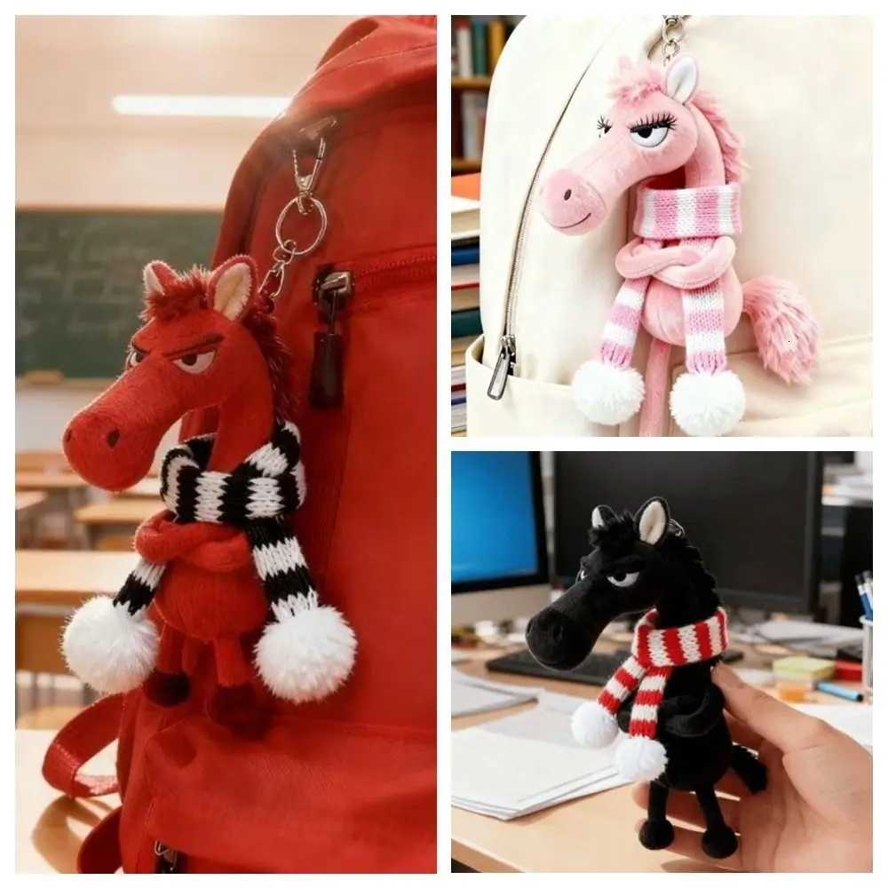 Exquisite Cartoon Horse Keychain Fantasy Style With Scarf Pony Craftsmanship Black Simulation Horse Room Decoration H260318 - view 6