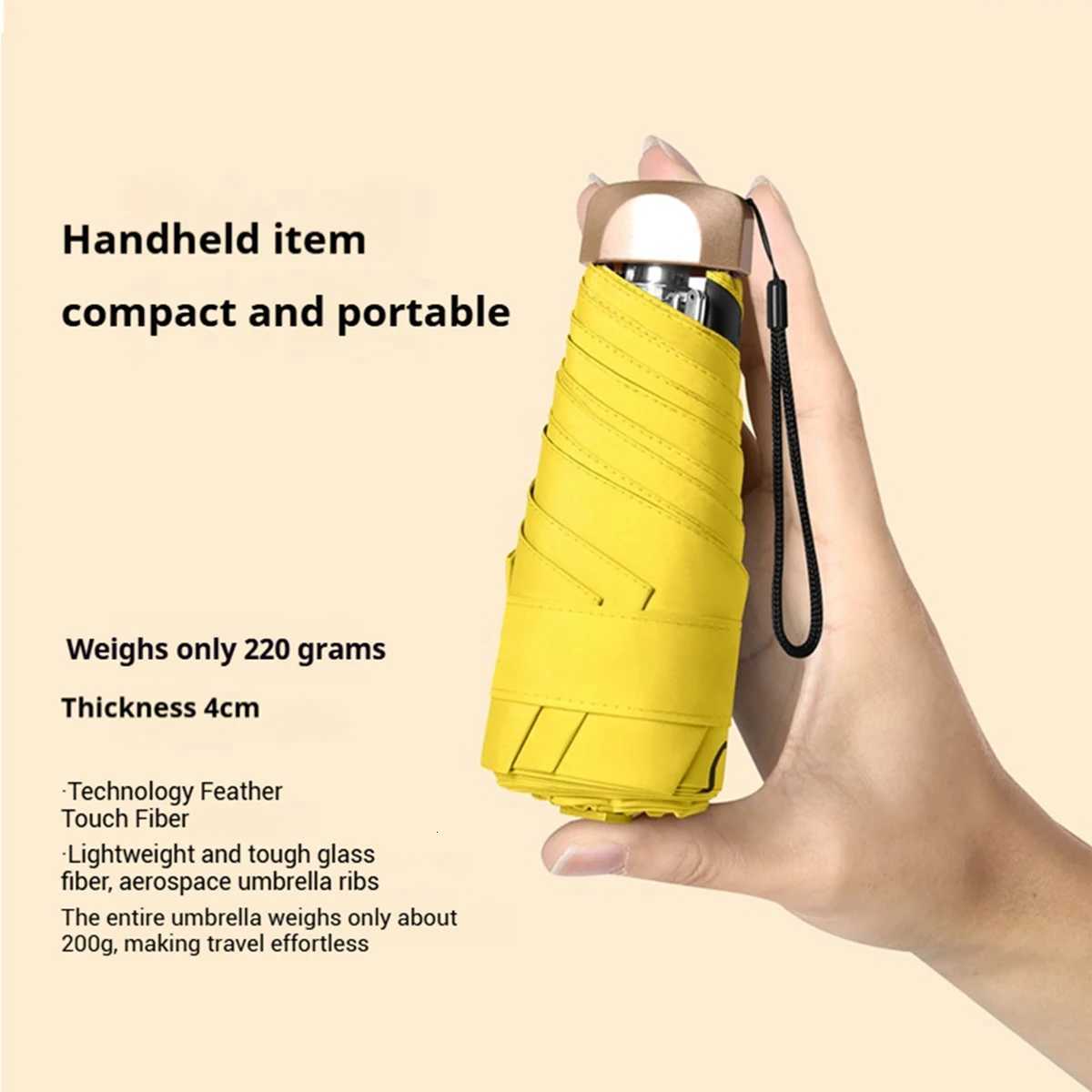 1Pc 55 Off Mini Sun Umbrella Pocket Rain Umbrella Vinyl Folding UV Ultraviolet Protection Sun Shade Pocket Parasol Capsule H260318 - view 5