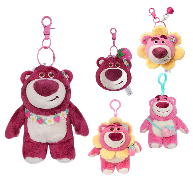 Disney Official Strawberry Bear Stitch Small Pendant Plush Doll Toy Claw Machine Bag Charm Keychain for Women