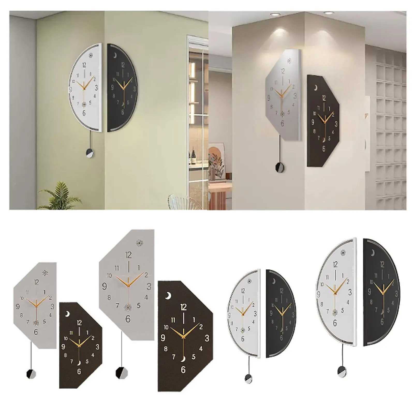 Double Sided Corner Wall Clock Iron Art Simple Unique Modern Wall Decoration for Kitchen Living Room Home Office Dining Room D260318