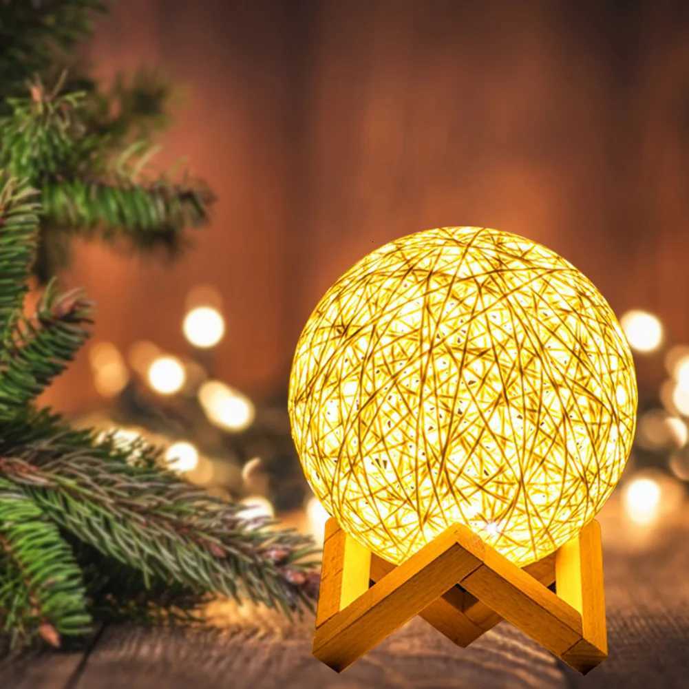 Nordic Wooden Table Lamp USB Projection Projector Night Light Romantic Moon Table Lamp Intelligent Voice for Bedroom Living Room H260318
