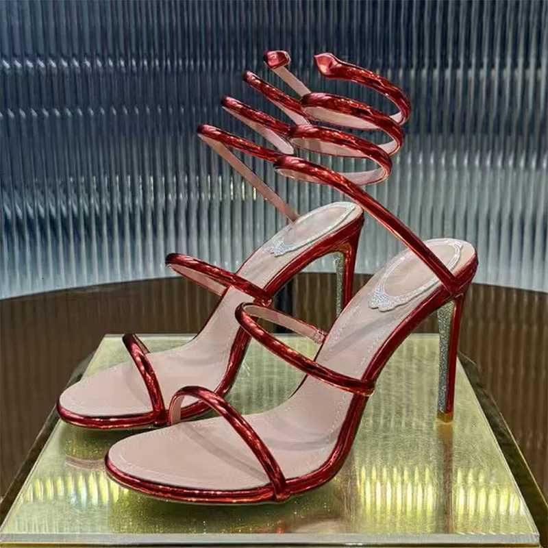 Summer High Heels Sandals Woman Snake Twine Around Ankle Strap Wedding Party Shoes Woman Heeled Gladiator Sandals Women W260318