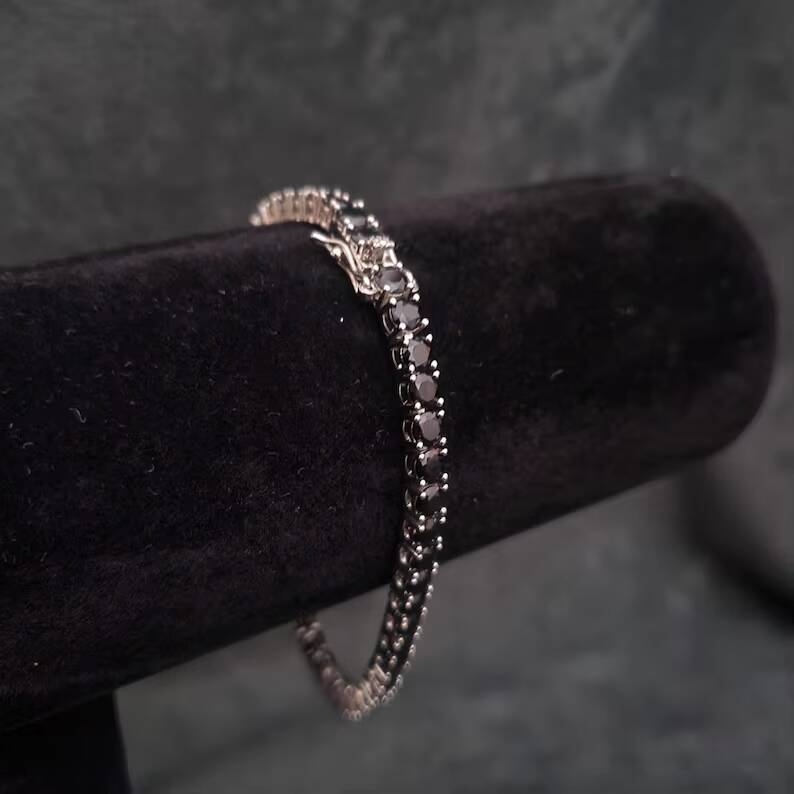 Wholesale Price 3mm 4mm 5mm Moissanite Tennis Bracelet Chain Black Moissanite Hip Hop S925 Tennis Chain Moissanite Men