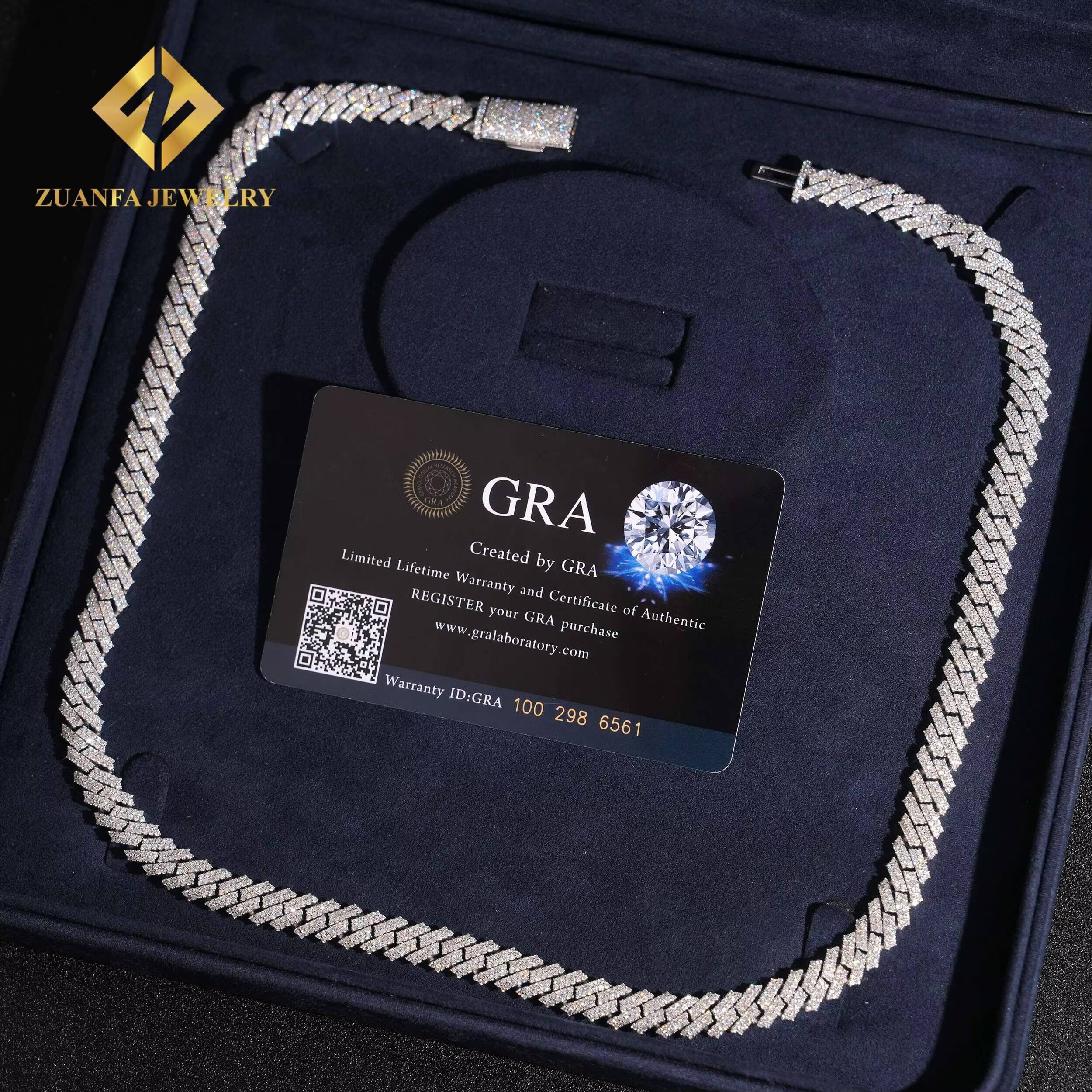 Wholesale Price Hip Hop Men Rose Gold Miami Necklace in 925 Silver 8mm Iced Out Moissanite Cuban Link Chain Rock Jewelry