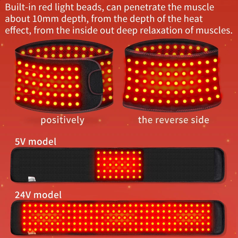 Heated Waist Massager Red Light Therapy Lumbar Support Protection Vibration Kneading Winter Home Warmth Belt Adjustable n 260318